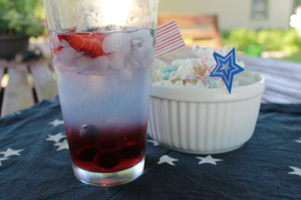 red, white and blue drink 
