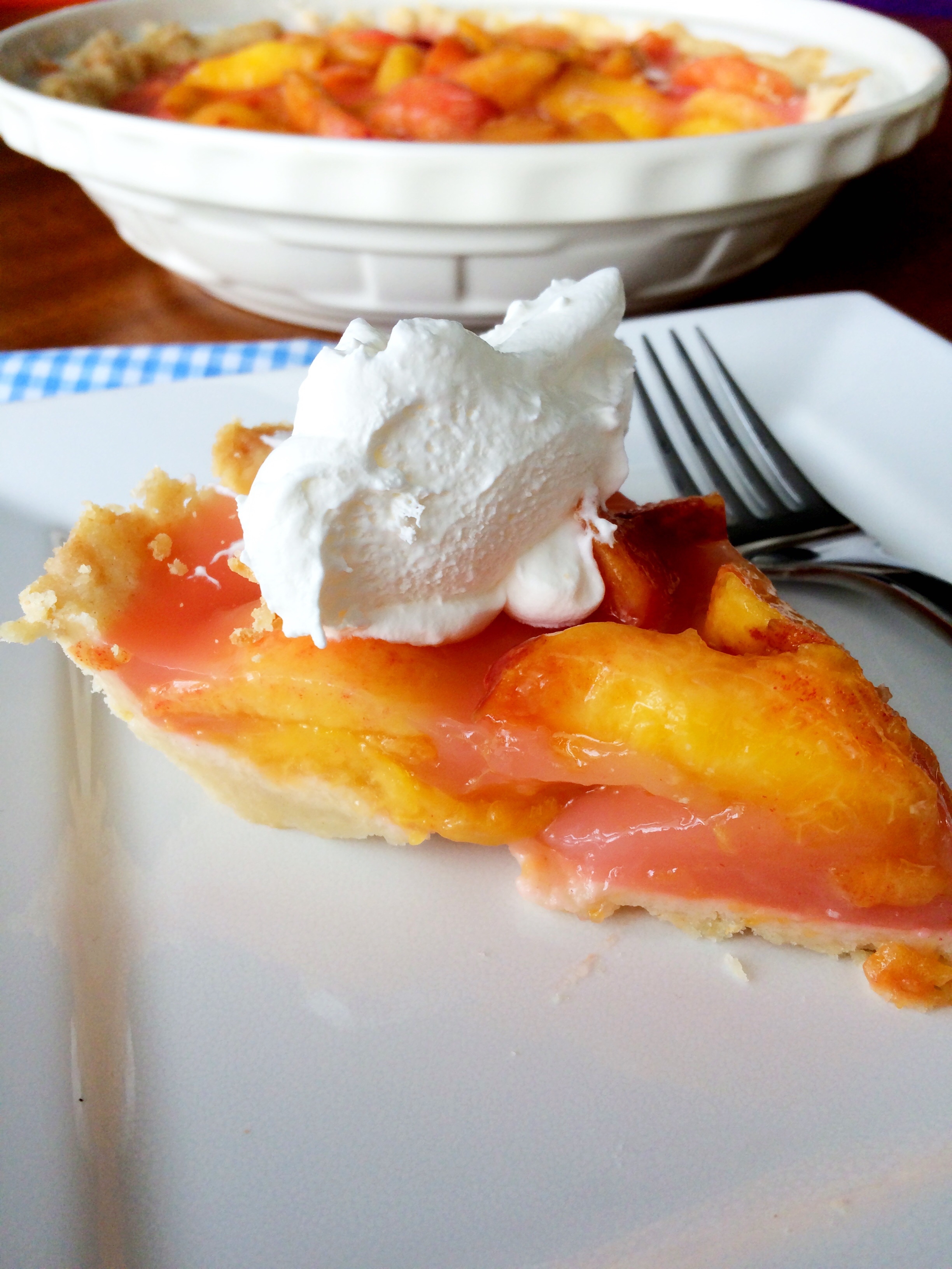 Fresh (No Bake) Peach Pie The Gingham Apron
