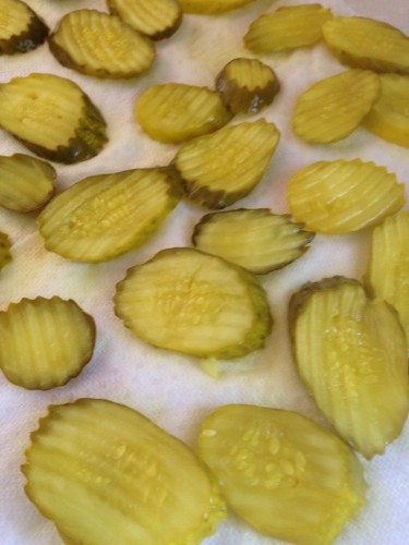 Baked "Fried" Pickles with spicy ranch dipping sauce