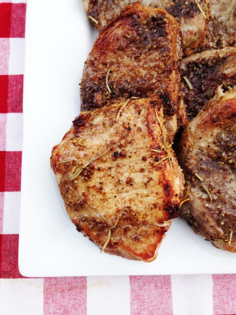 Mustard Balsamic Pork Chops with Rosemary | The Gingham Apron