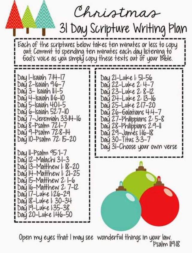 Christmas 31 Day Writing Plan