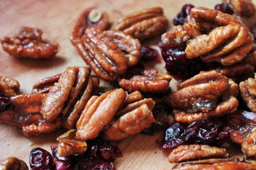 Candied Pecans with Cranberries