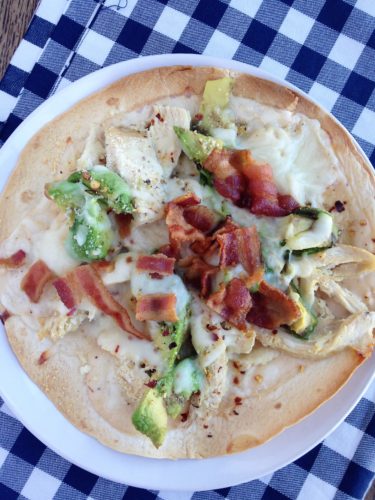 Chicken, Bacon, and Avocado Thin Crust Pizza