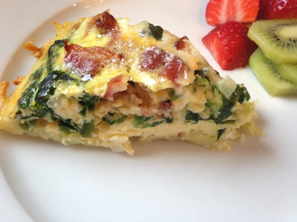 Spinach Bacon Quiche with Hashbrown Crust The Gingham Apron