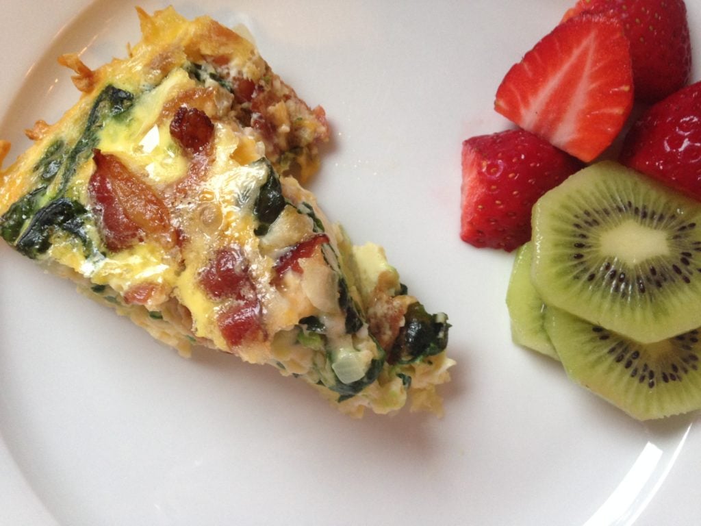 Spinach Bacon Quiche with Hashbrown Crust The Gingham Apron