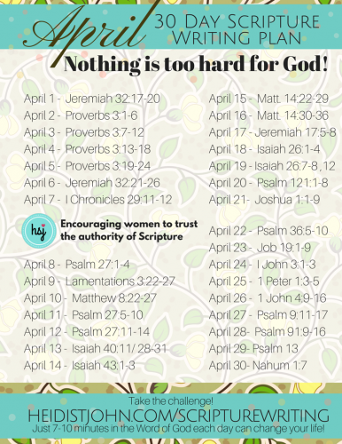 April Scripture Writing Plan