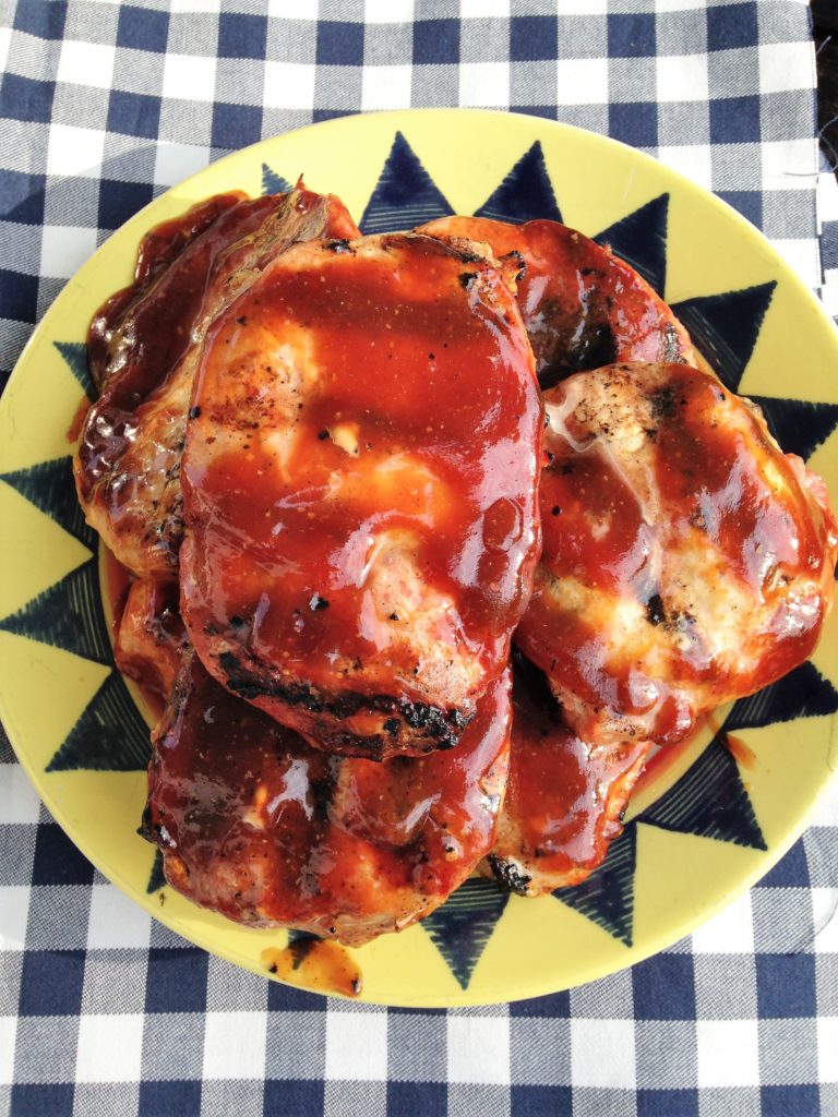 Grilled Pork Chops with Honey Balsamic Barbecue Sauce