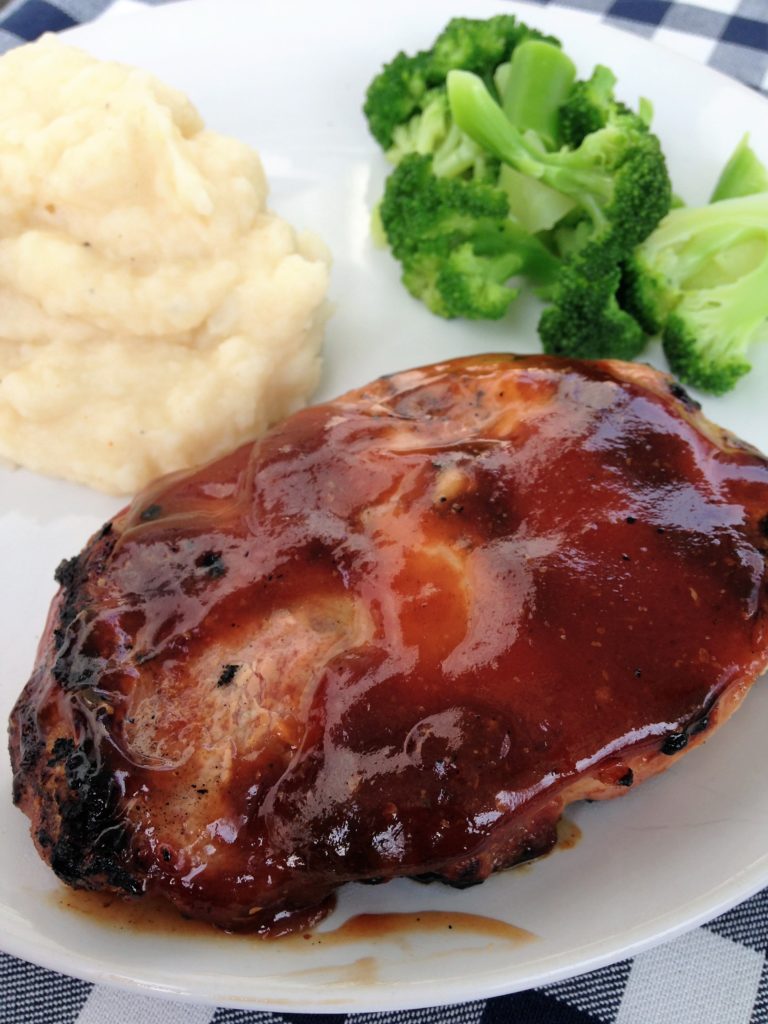 Grilled Pork Chops with Honey Balsamic Barbecue Sauce