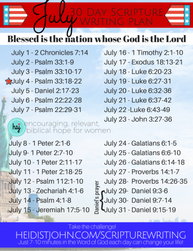 July Scripture Writing Plan