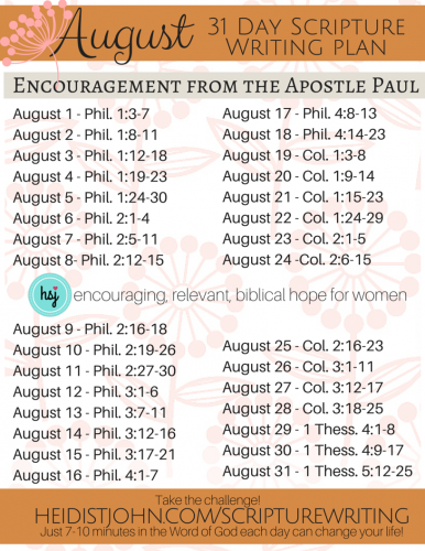 August Scripture Writing Plan from the Busy Mom