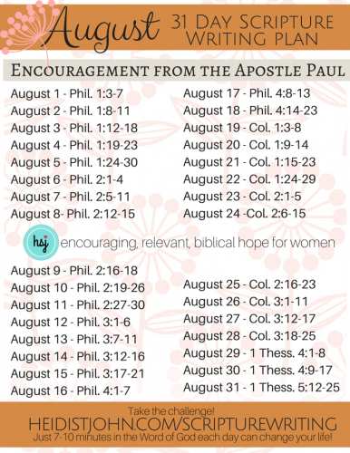 August Scripture Writing Plan from the Busy Mom 