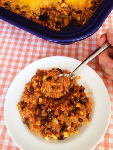 Black Bean and Quinoa enchilada bake