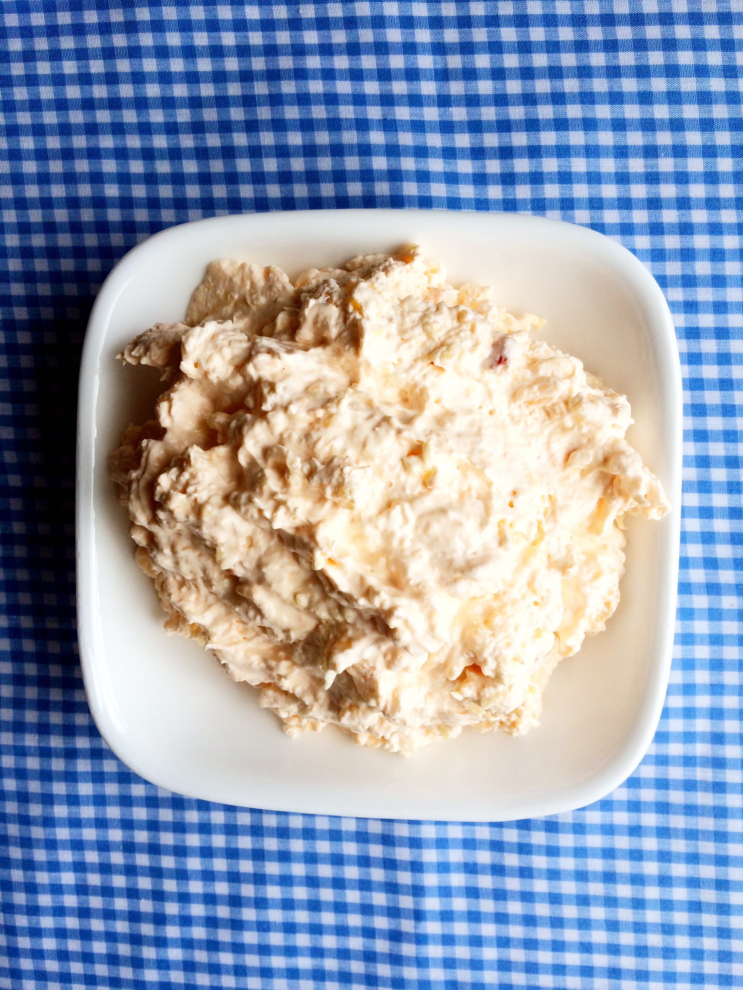 Old fashioned pineapple fluff with pimento cheese