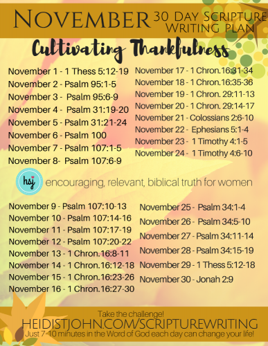 November Scripture Writing