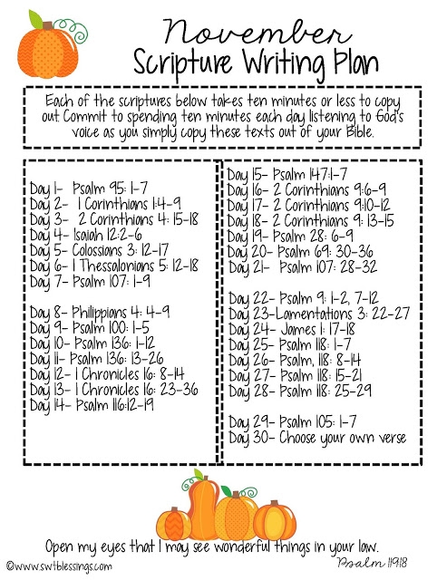November Scripture Writing Plan from Sweet Blessings