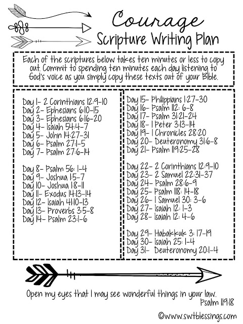 Courage Scripture Writing From Sweet Blessings 