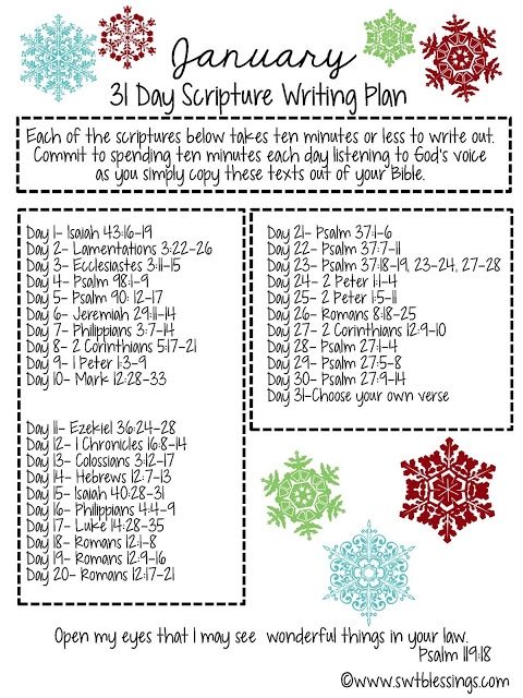 January Scripture Writing Plan from Sweet Blessings 
