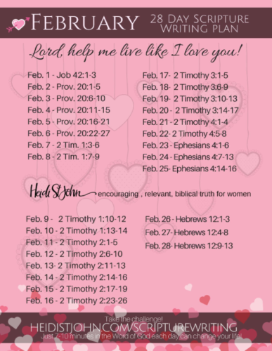 February Scripture Writing from The Busy Mom