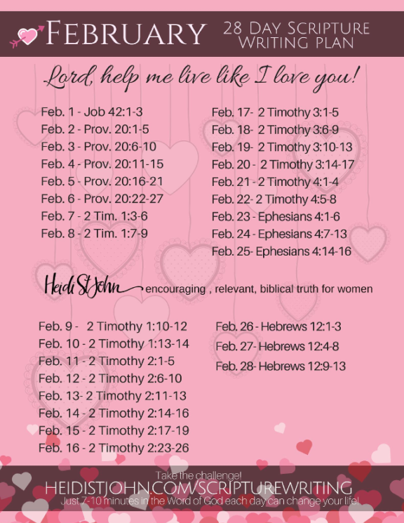 February Scripture Writing from The Busy Mom 