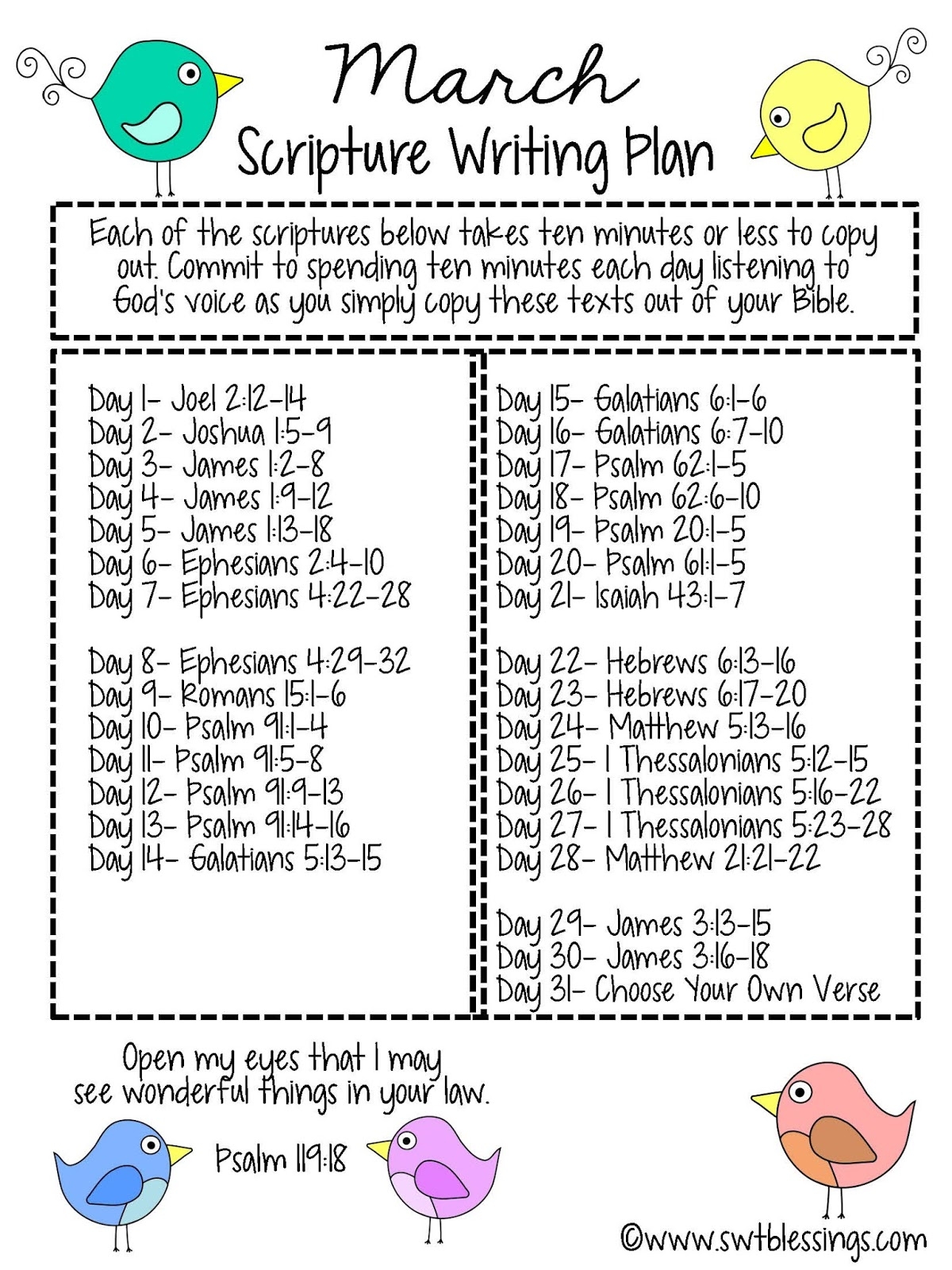 MARCH Scripture Writing Plan English (1) | The Gingham Apron