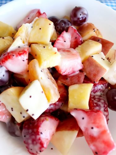 Fresh fruit salad with poppy seed dressing