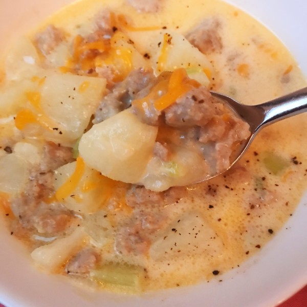 Cheesy Sausage & Potato Chowder The Gingham Apron