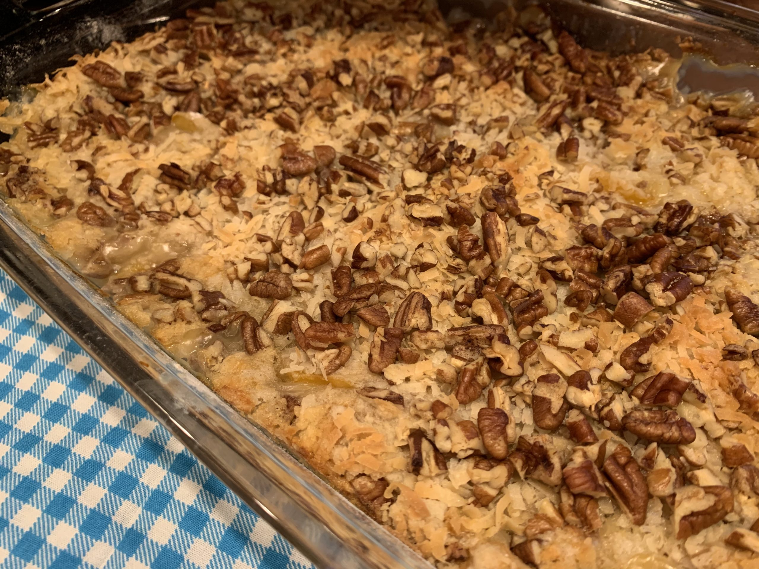 Butter Pecan Cake Mix Dessert (with peaches) The Gingham Apron