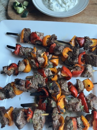 Greek Beef and Steak Kabobs